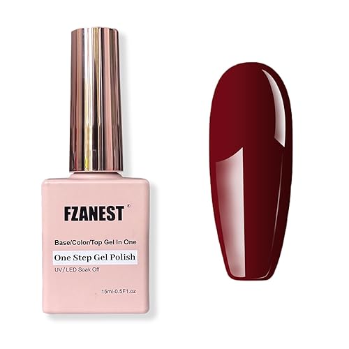 FZANEST Esmalte de uñas de gel rojo burdeos, 0.5 onzas líquidas, gel de color 3 en 1, base y parte superior, esmalte de gel de un solo paso, vino