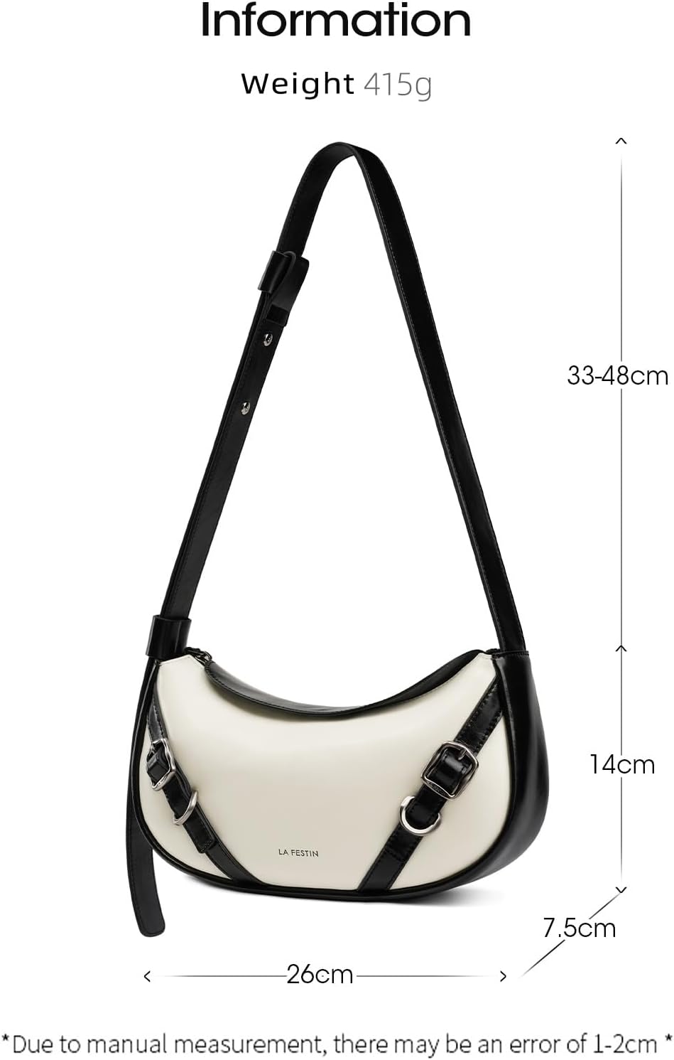 LAFESTIN Shoulder Bag for Women with Adjustable Strap, Split Leather Hobo Crossbody Bags, Trendy Satchel Purse Zipper Closure