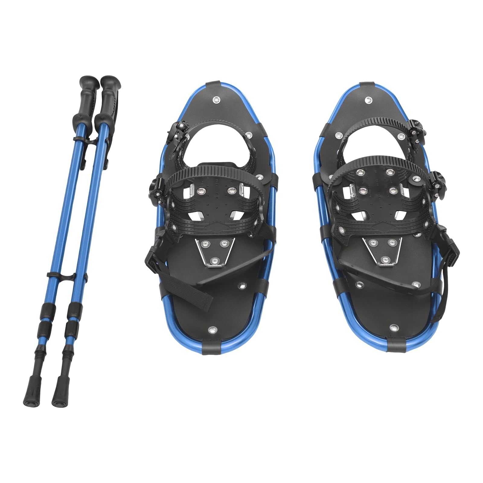 21 Inch/25 Inch Snowshoes, Snowshoes & Adjuatable Trekking Poles & Carrying Bag, Snowshoes for Adults Men Women Weighing, Multiple Colors (Blue+ Black, 21 Inch)