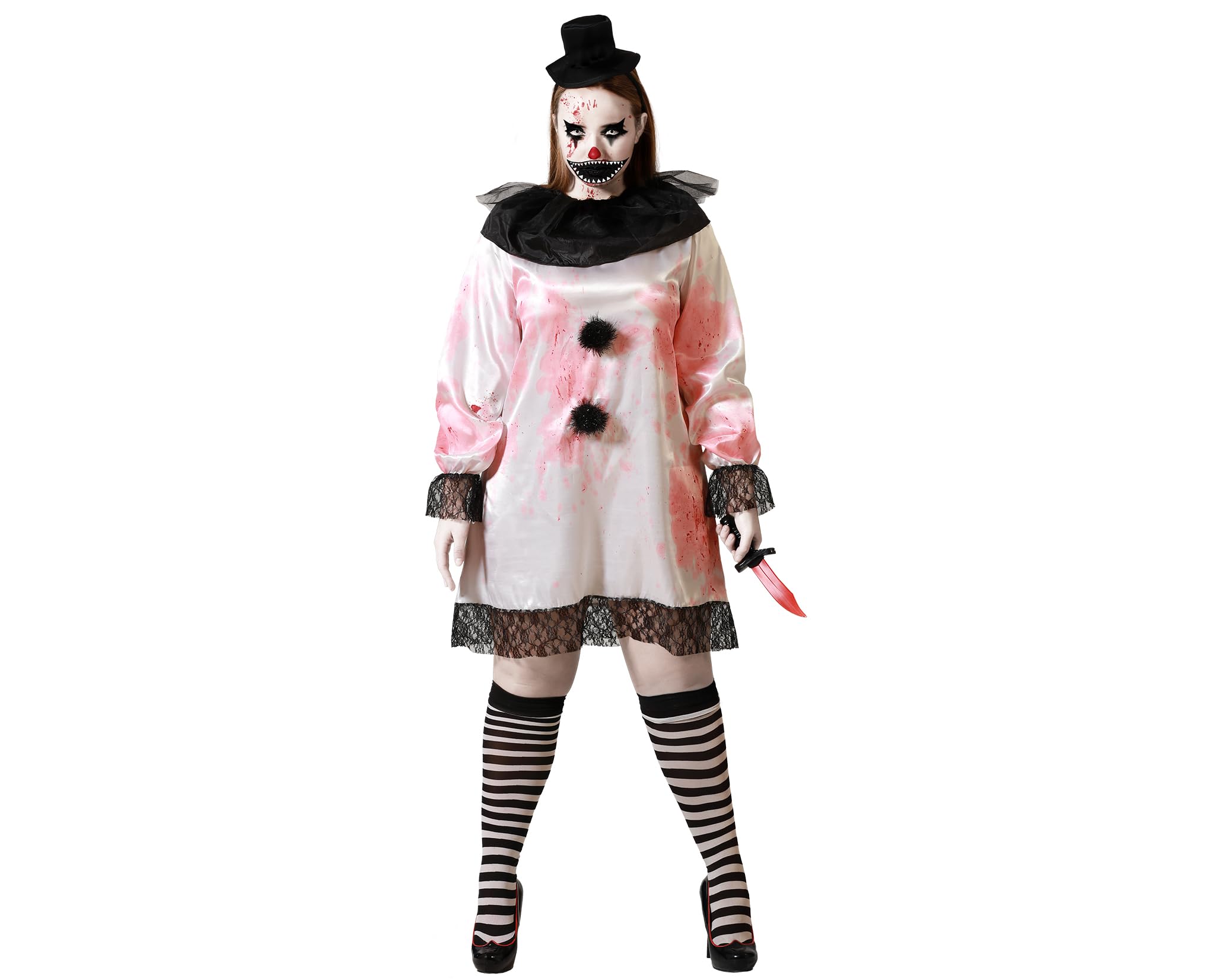 Atosa costume clown halloween dress white woman adult m