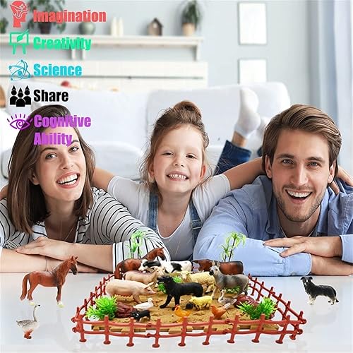 Miniatura 4 de Big Red Barn Farm Animal Toy para niños pequeños de 1, 2 y 3 años, juguetes de aprendizaje Montessori preescolar, juego de granja de simulación con