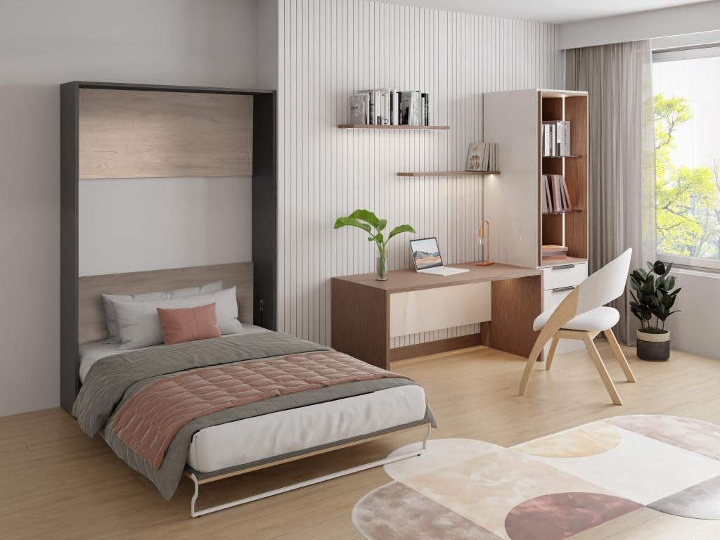 Vente-unique Malina II wall bed with dimensions shown: 208.5cm height, 214cm depth when open, 154cm width.