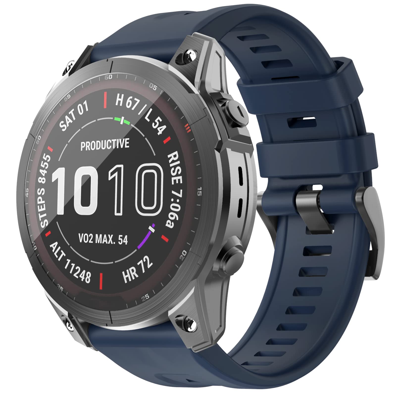 OVERSTEP Compatible with Fenix 7 Watch Band, 22mm Width Soft Silicone Watch Strap for Garmin Fenix 5/Fenix 5 Plus/Fenix 6/Fenix 6 Pro Smartwatch (Dark Blue)