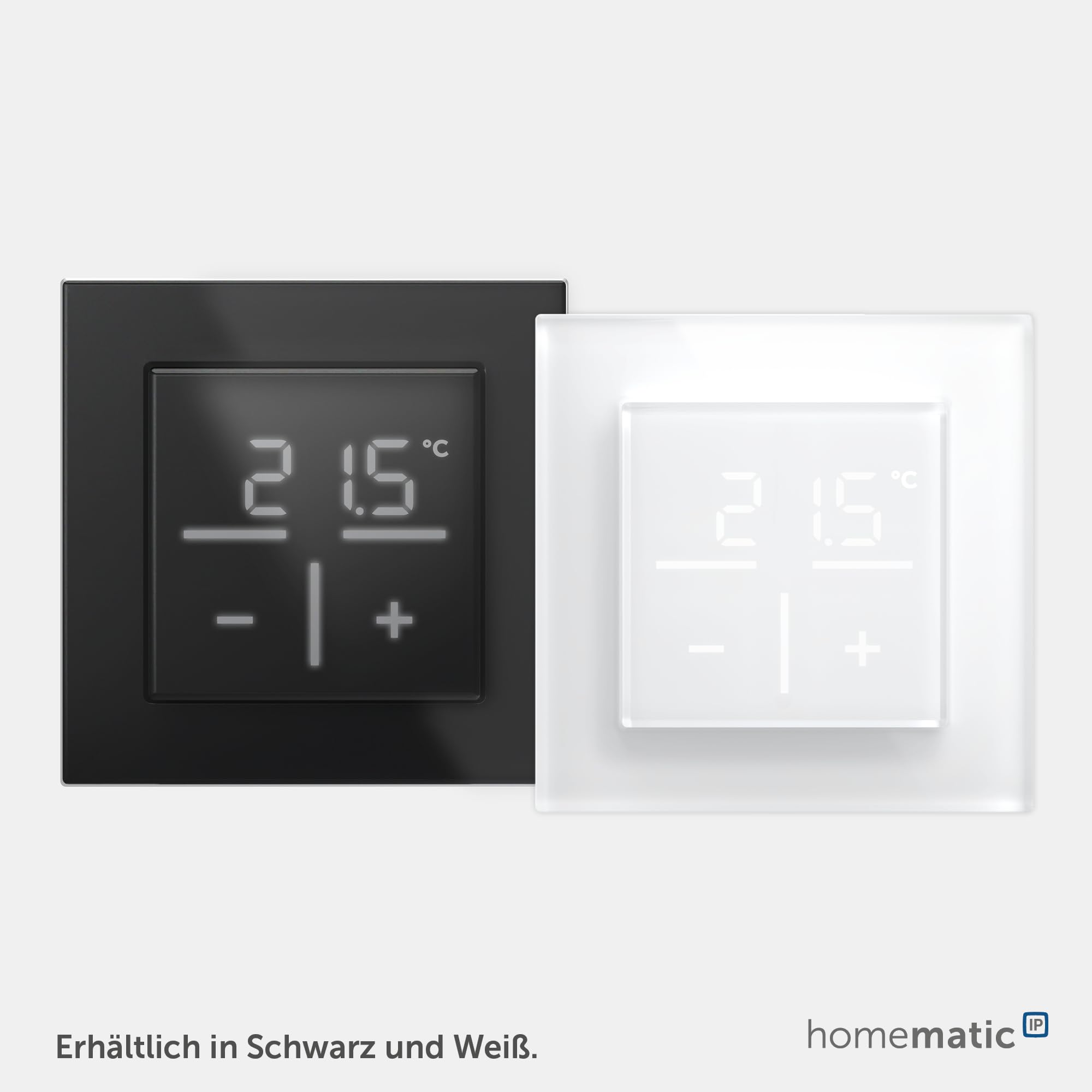 Homematic IP Glas-Wandthermostat, schwarz, Smart Home, misst Temperatur + Luftfeuchtugkeit, digitales Thermostat Heizkörper/Fußbodenheizung mit App, Alexa, Google Assistant, Energie sparen, 161570A0