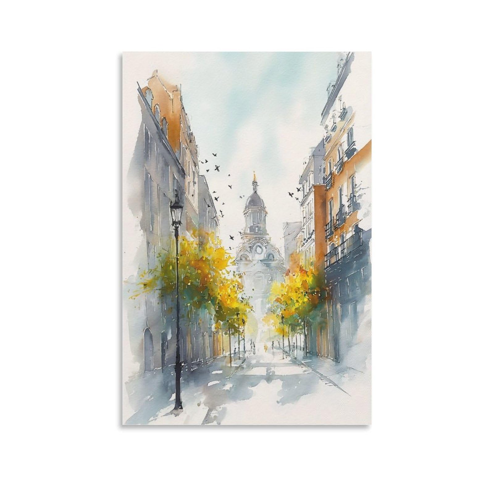 XWYMXZ New Orleans Louisiana 20x30inch(50x75cm) Vintage Travel Poster Watercolor Canvas Art