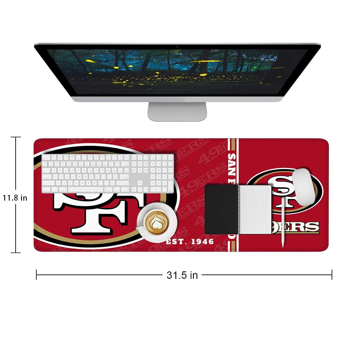 Generic Mouse Pad Extended Large Gaming Desk Pad 31.5 x 11.8 Inch, XL Mousepad Topographic Mouse Pad with Anti-Slip Rubber Base for San Francisco Home Office