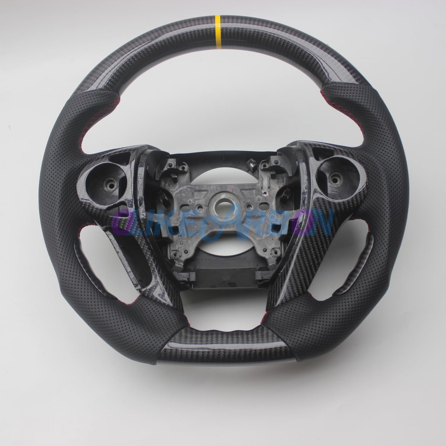 Replacement D Shape Leather Real Carbon Fiber Steering Wheel Compatible With Honda Accord 9TH GEN 9 2013-2017 (Button C)