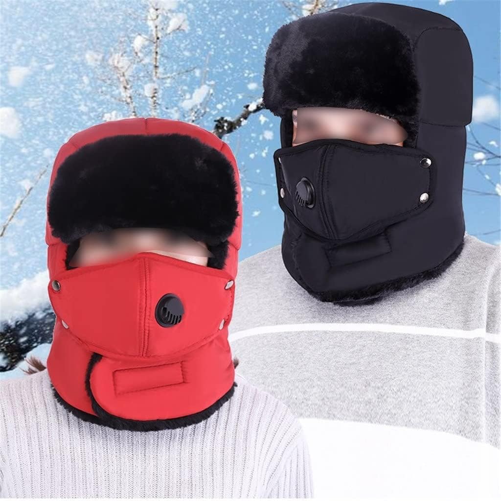 Mens Winter Warm Bomber Hats with Scarf Russian Hat for Women Ear Flap Snow Ski Caps