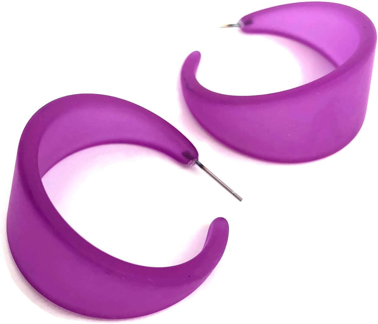 Leetie Lovendale Bettie Hoop Earrings, Lightweight & Hypoallergenic, Handmade Jewelry for Women, Small Round Circle Earrings, USA Made, Vintage Lucite Acrylic, 1.5” Diameter