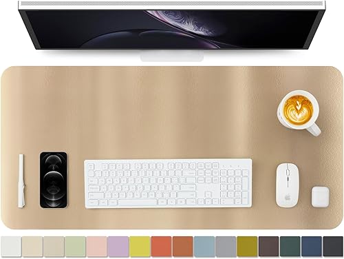Miniatura 96 de Tapete de escritorio de piel antideslizante de poliuretano (PU), para organización de escritorio y accesorios, ideal para alfombrilla de mouse y de