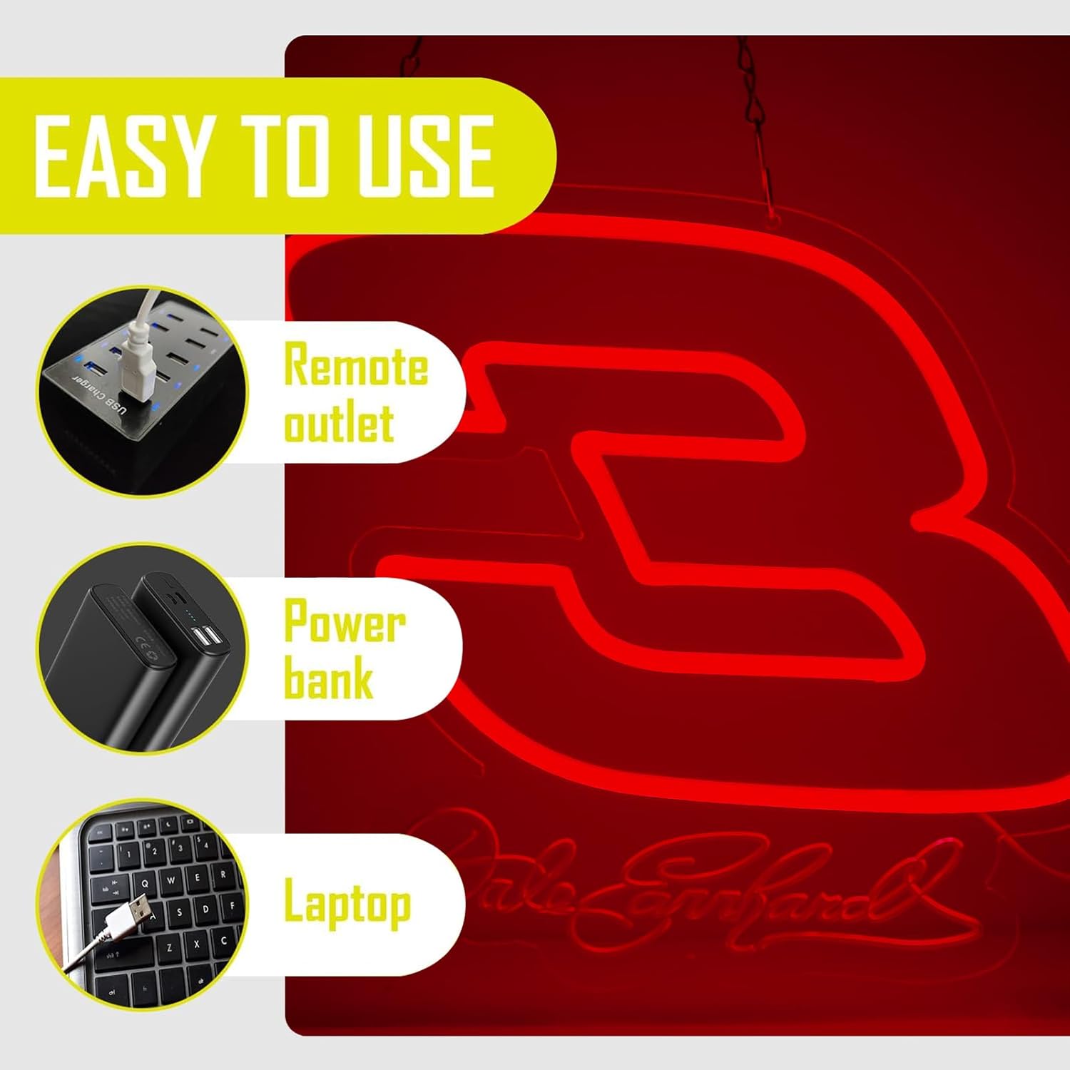 Racing Car Neon Signs for Wall decor ,Racing Themed Led Lights for Man Cave Suitable for Beer Bar Garage Art Wall DecorativeChristmas Birthday Party Gift 12.2 * 13.9inch - Image 7