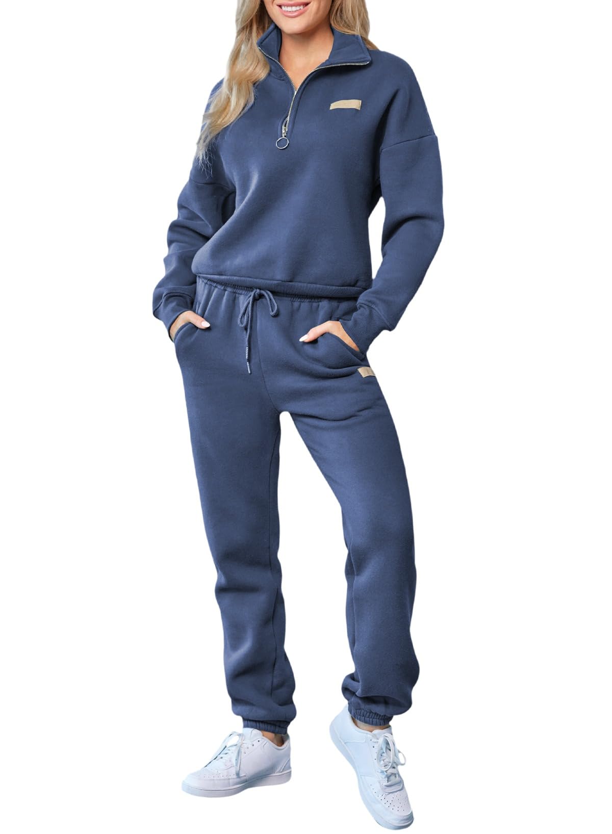 HerseasWomen 2 Piece Outfits Sweatsuit Lounge Set Half Zip Pullover with Jogger