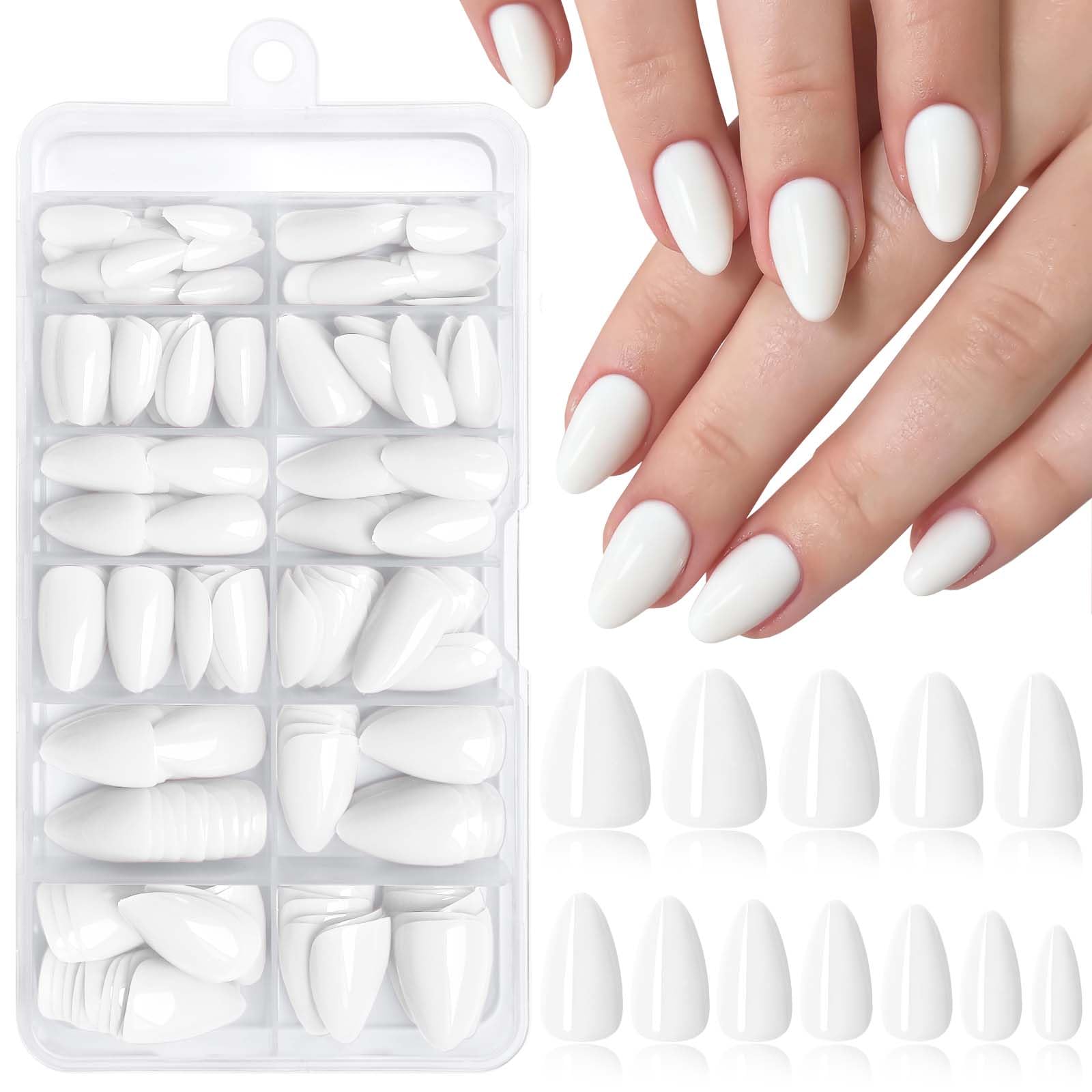 Photo 1 of LoveOurHome White Almond Press on Nails Short