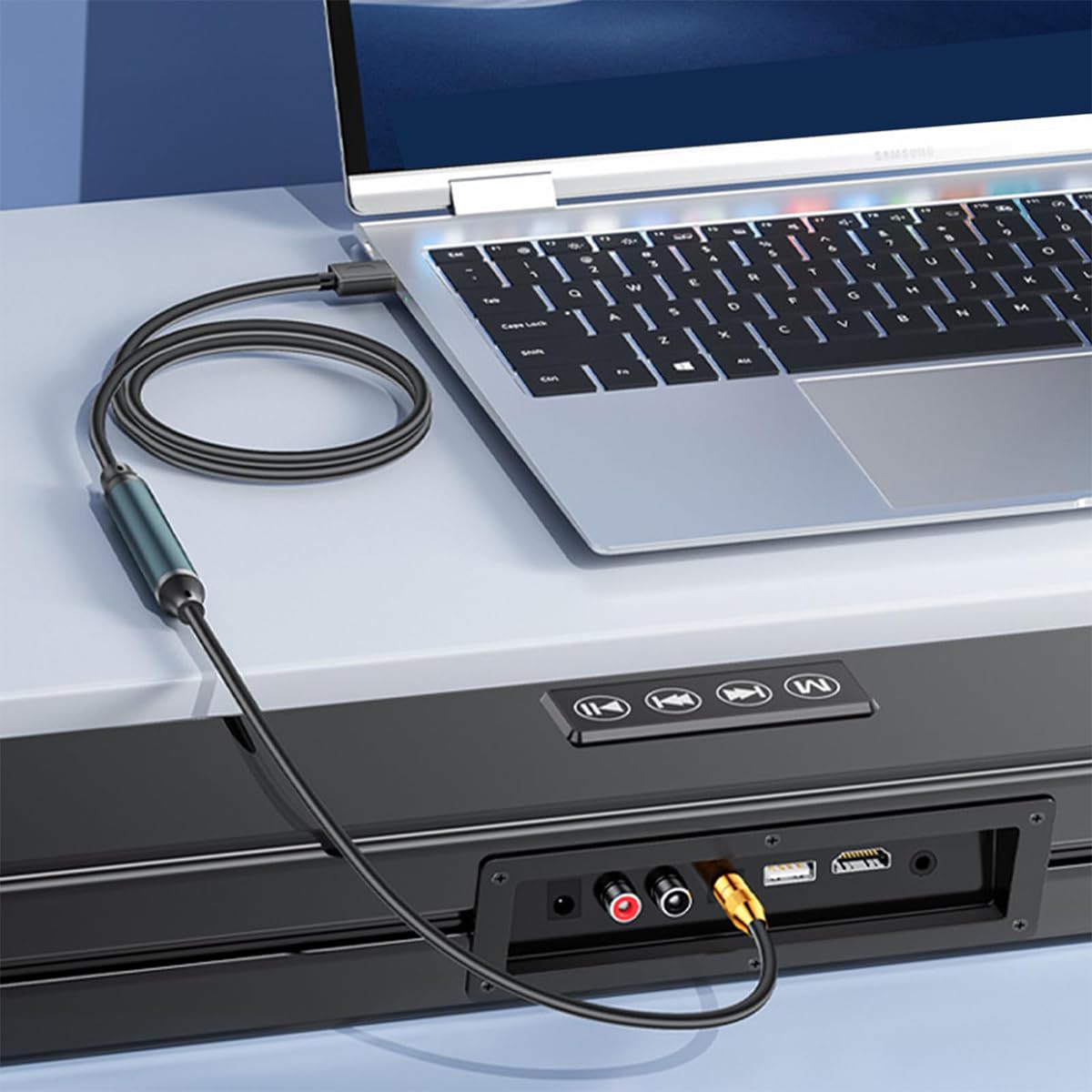 Sarini Adattatore audio ottico da USB A a fibra ottica, connettore SPDIF audio da 1,5 m/4,9 piedi, cavo convertitore audio femmina per computer, laptop, scatola audio ottica