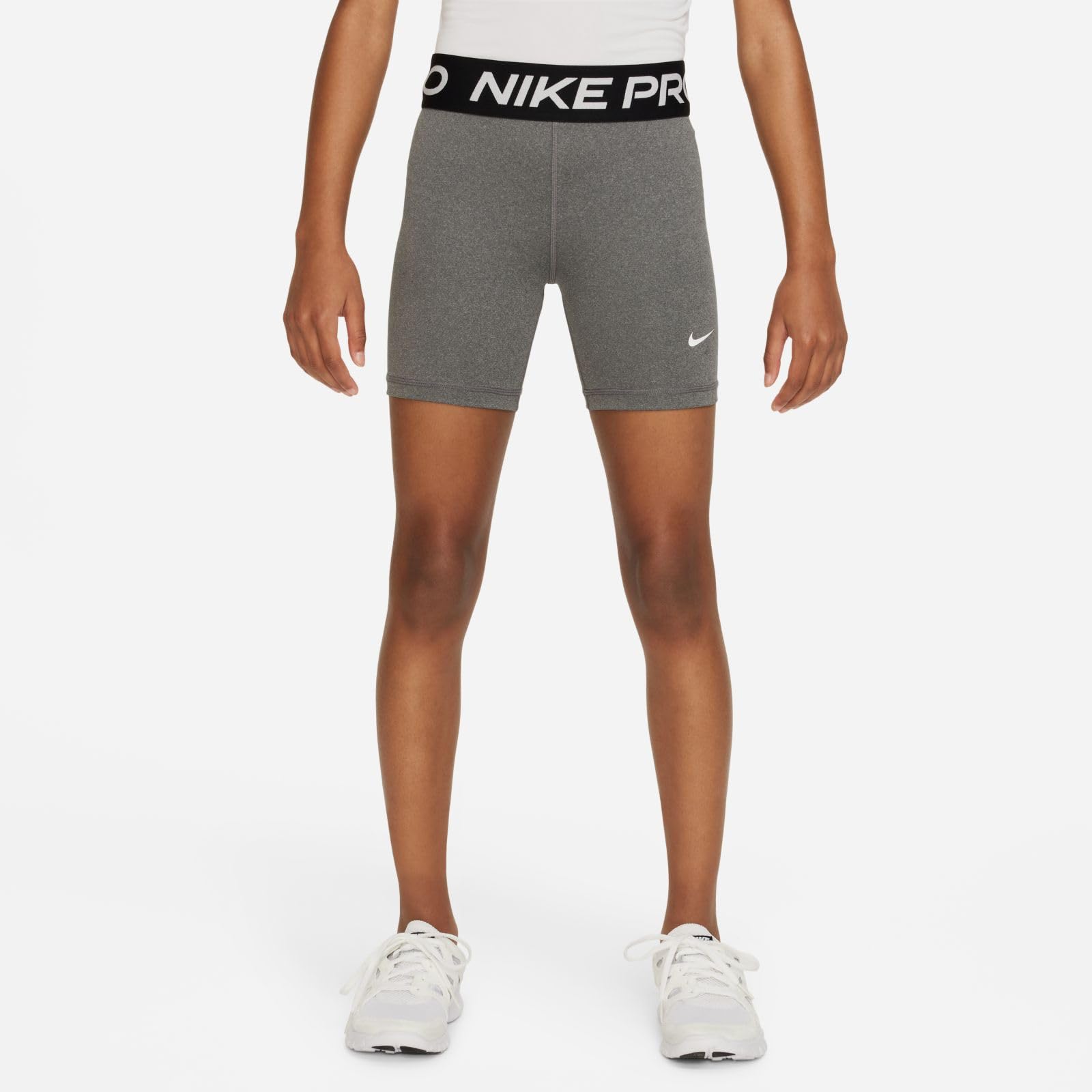 Nike Pro Pantalón Corto Dri-Fit De 13 Cm - Niña, Carbon Heather/White, FB1081-091, M