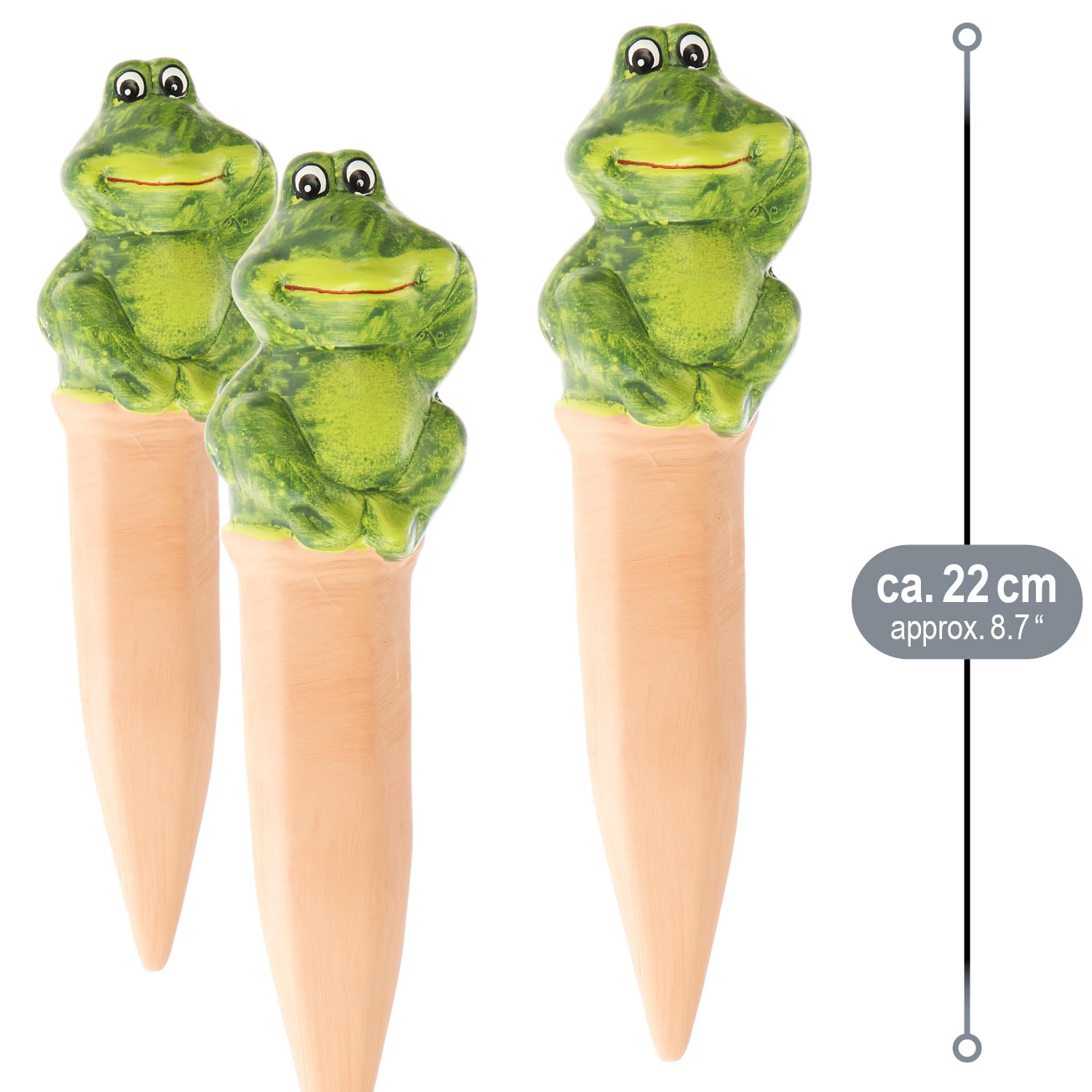 COM-FOUR® 3x Riego automático para plantas - Dispensador de agua para plantas - Conos de arcilla para regar flores (03 piezas - ranas)