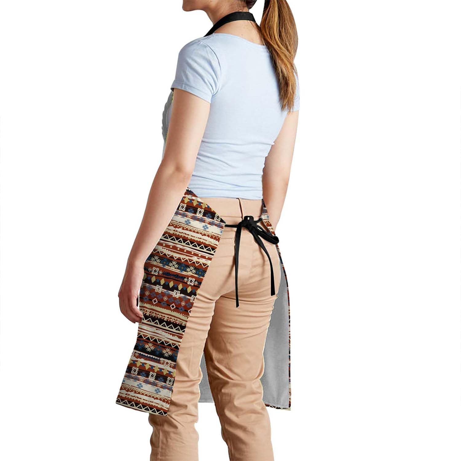 Smooffly Boho Style Ethnic Pattern Apron Adjustable Apron Cooking Kitchen Chef Women Men Aprons for Home Kitchen Restaurant - Image 3