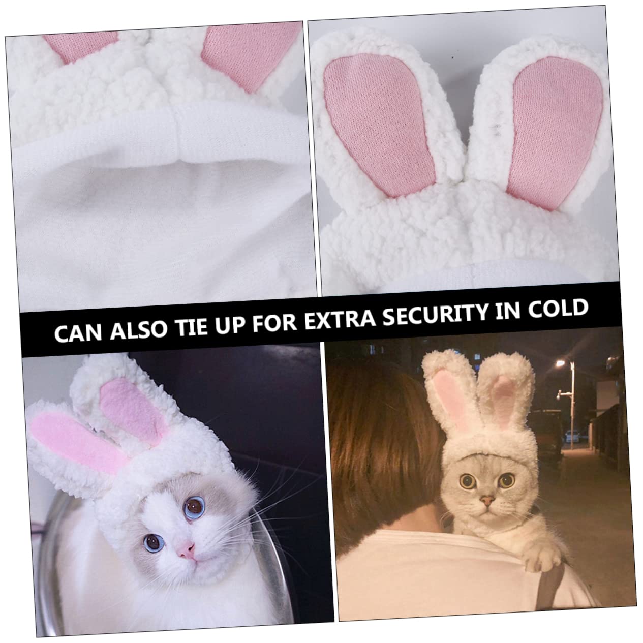 Garosa Bunny Hat Für Katzen – Hasenohren-Hut, Weicher Plüsch, Für Kleine Haustiere Bis 6 Pfund