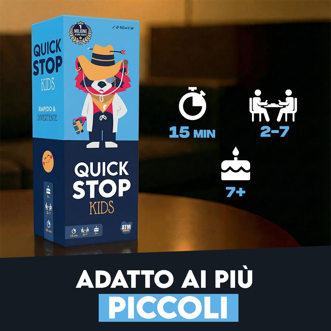 ATM Gaming 3 QUICKSTOP - Gioco da tavolo - Divertente e Veloce - Da 2 a 7 Giocatori - Versione Original, Kids et Senza Filtri - Per tutte le età