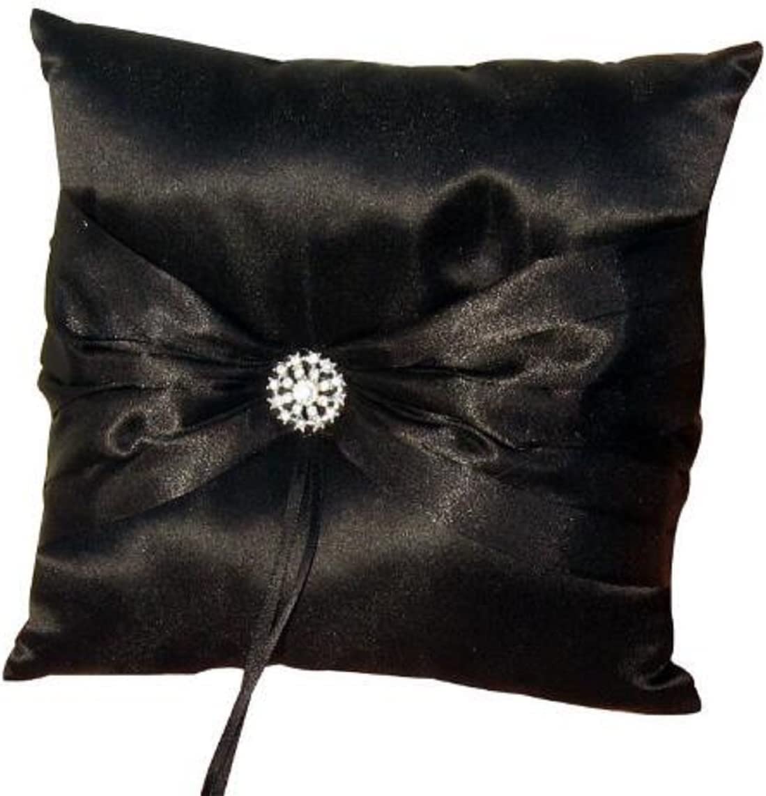 Black Wedding Ring Bearer Pillow Rhinestone Bridal Wedding Ring Pillow Cushion Wedding Ring Holder For Bridal Wedding Shower Ceremony Anniversary Celebrations Party Decorations 7.8 X 7.8 Inch