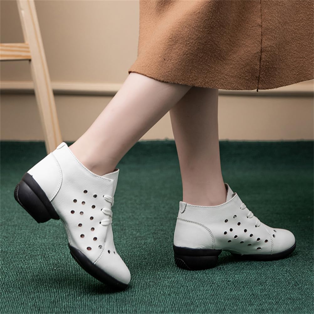 Scarpe da Jazz da Donna Allacciate Scarpe da Ballo in Pelle Suola Divisa Cuscino d'Aria Moderna Piattaforma Calzature da Ballo