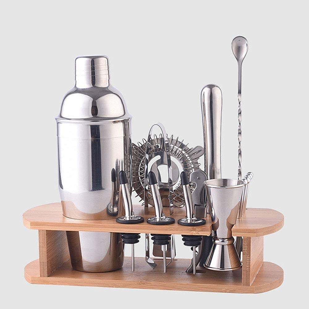 Kit de bartens avec stand - Set de barre de barre non rouille durable Ensemble de cocktail pour le mélange de boissons Martini - kit de barman de mixologie pour la maison avec des recettes de co