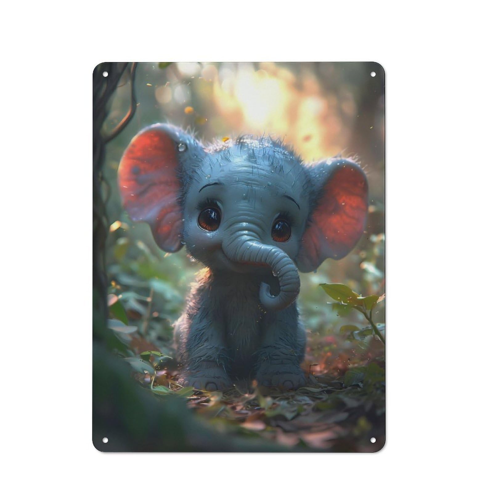 Tin Wall Plaque 40x30cm with Elephant Cartoon Animal for Garage Or Workshop, for Kitchen, Dining Room And Home Bar Wall Decor
