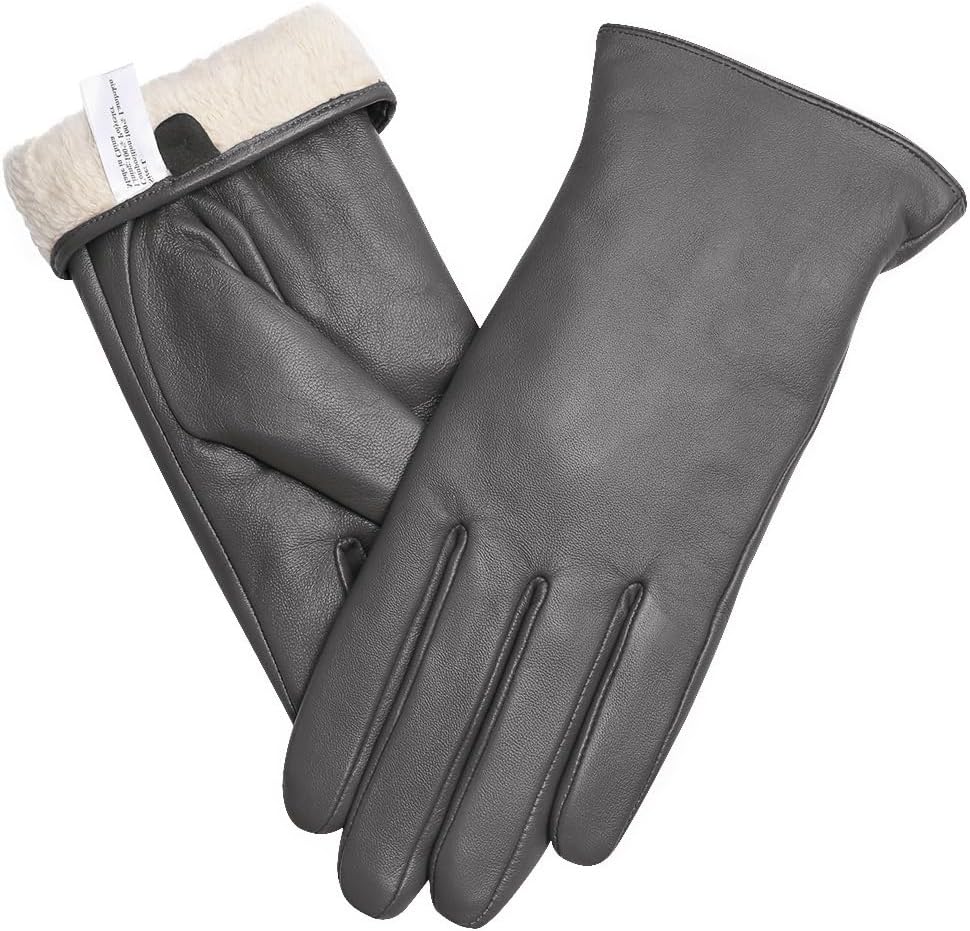 Orrpally Women Leather Gloves Touch Screen Texting Driving Gloves Winter Leather Warm Gloves