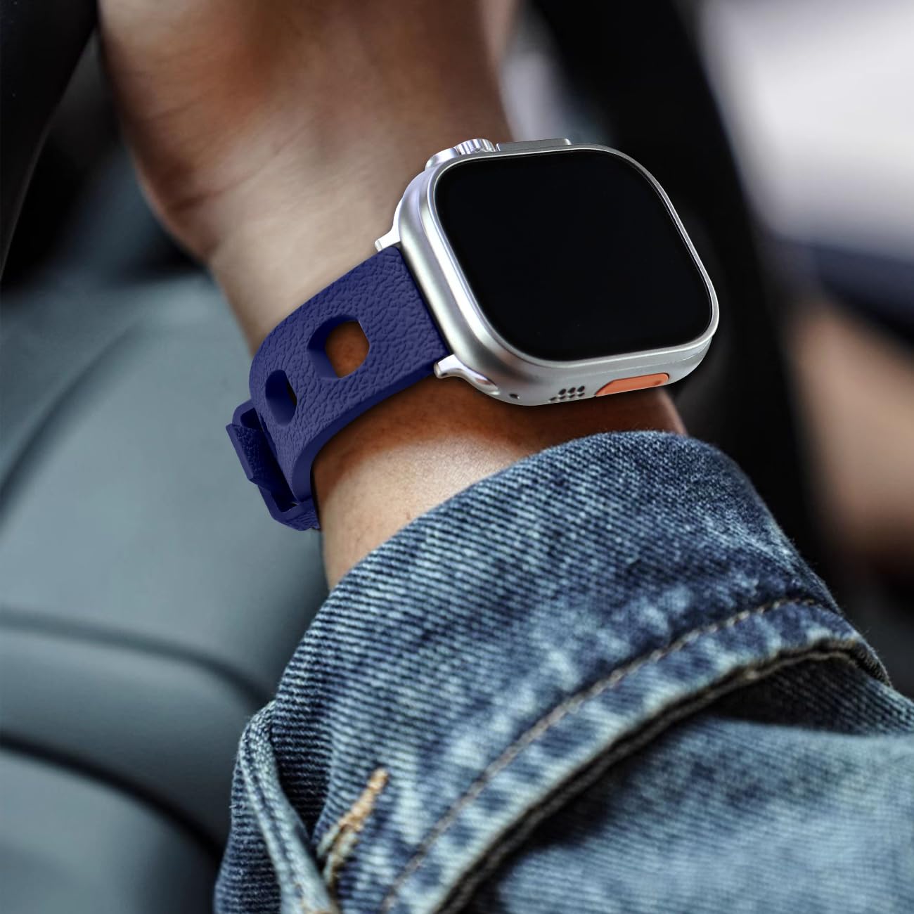 Compatibile con cinturini Apple Watch da 38 mm/40 mm/41 mm/42 mm/44 mm/45 mm/49 mm, cinturino sportivo di ricambio in gomma per iWatch serie 9/8/7/6/5/4/3 Ultra/SE, per uomini e donne