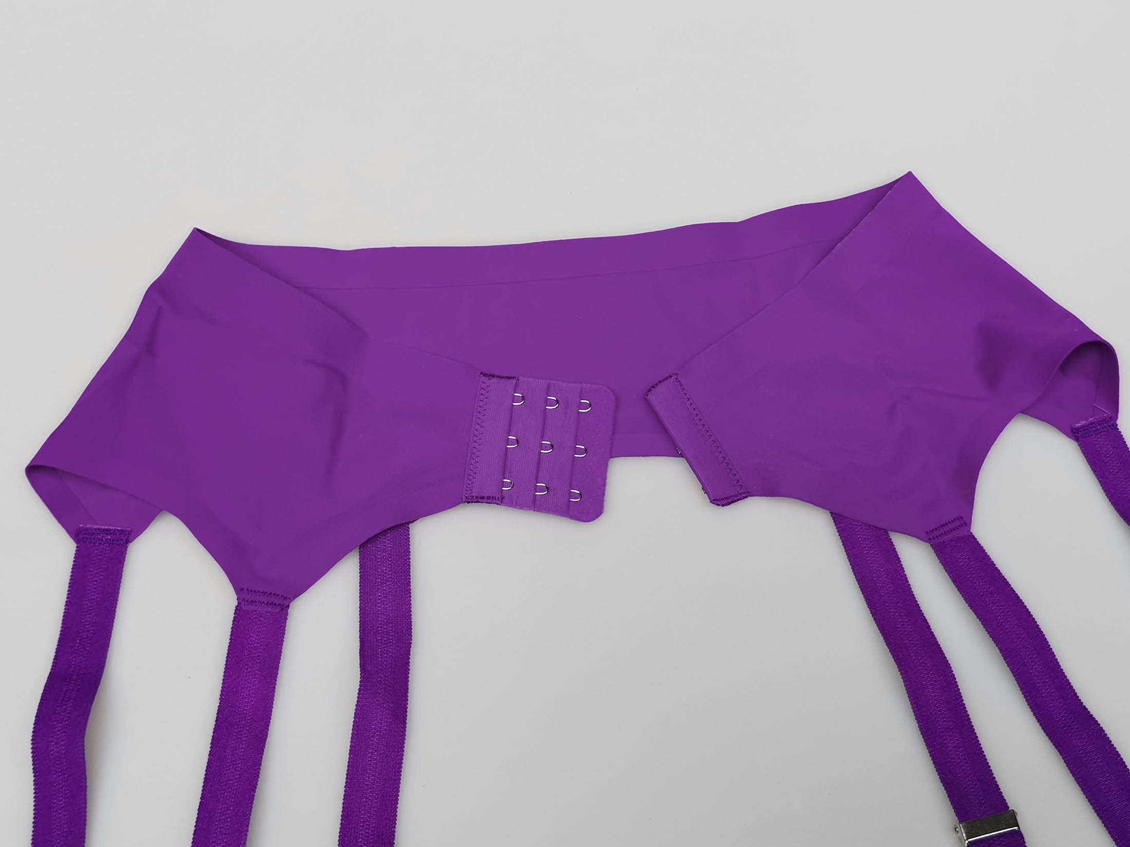Purple Plus Size Metal Buckles 6 Wide Straps Sexy Women Seamless Garter Belt for Stockings S504P: Large Purple