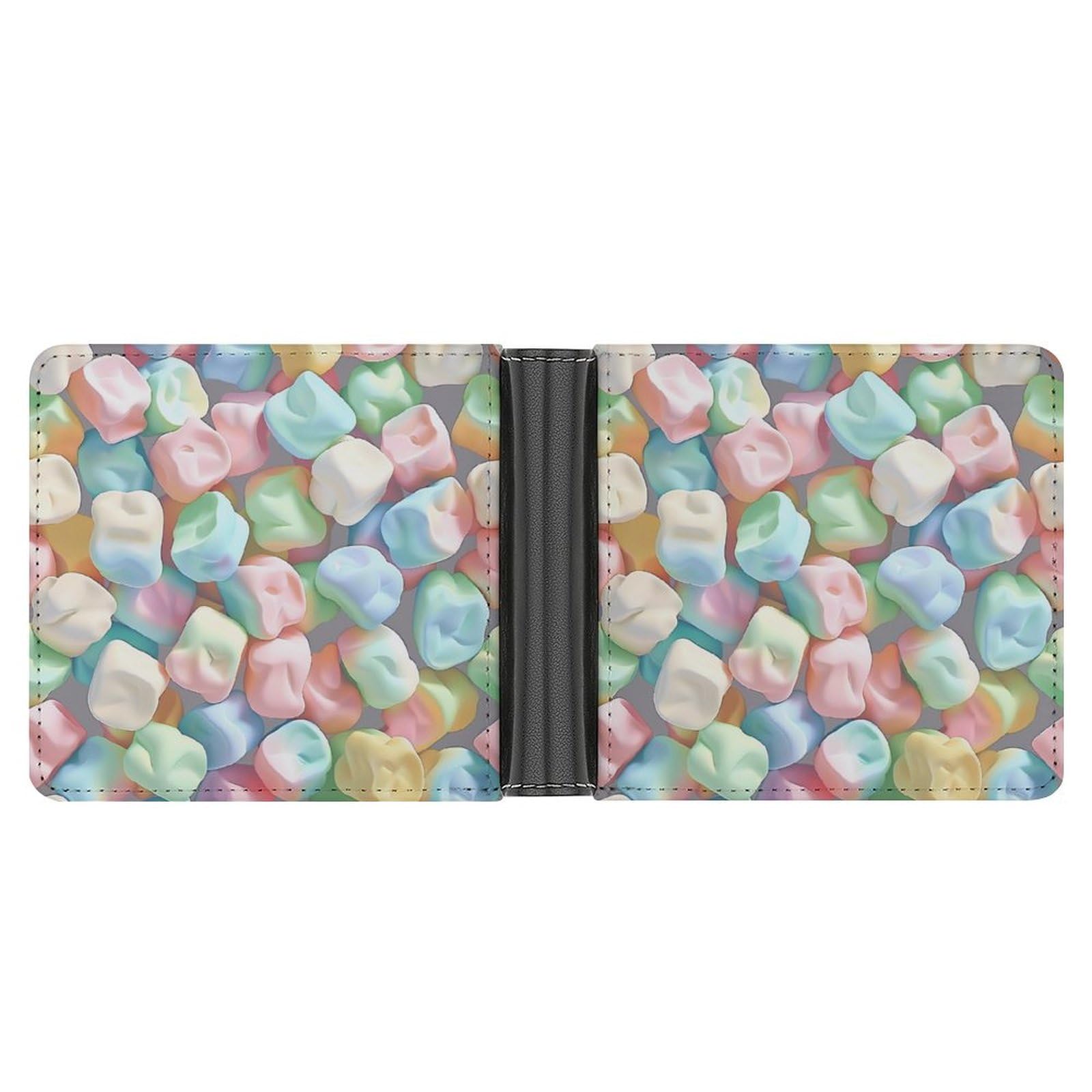 Candy Marshmallows Colorful Funny Men's Slim Bifold Wallet with Multiple Card Slots Front Pocket Purse