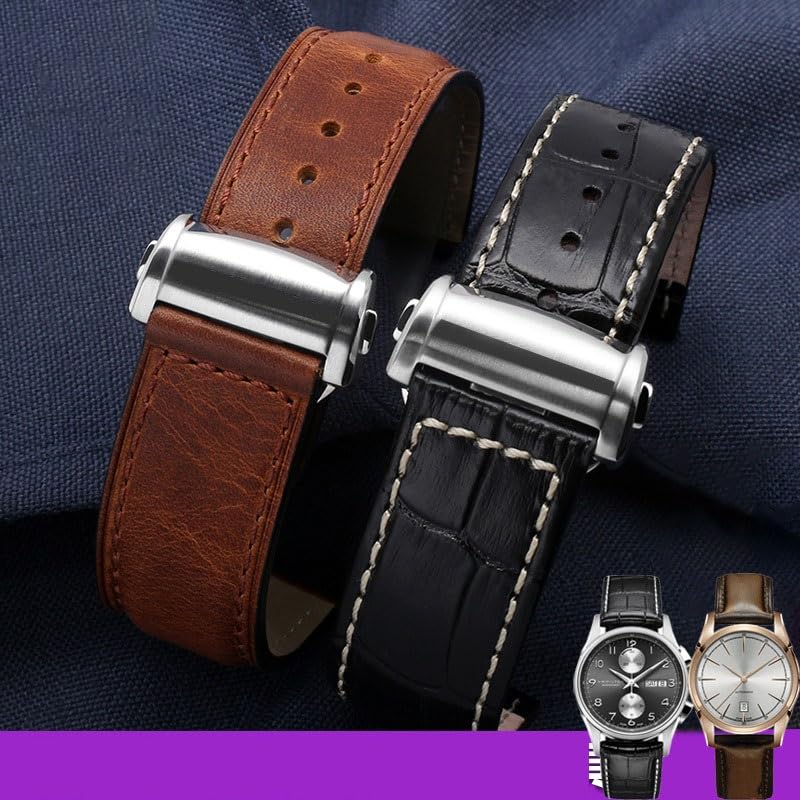 Sangle de montre en cuir pour boucle pliante sans usure