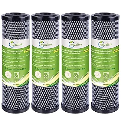 Aqualink 1 Micron 2.5" x 10" Whole House CTO removal Carbon Water Filter Cartridge Replacement for Countertop Water Filter System,Dupont WFPFC8002,WFPFC9001,FXWTC,SCWH-5,WHEF-WHWC,AMZN-SCWH-5,4Pack