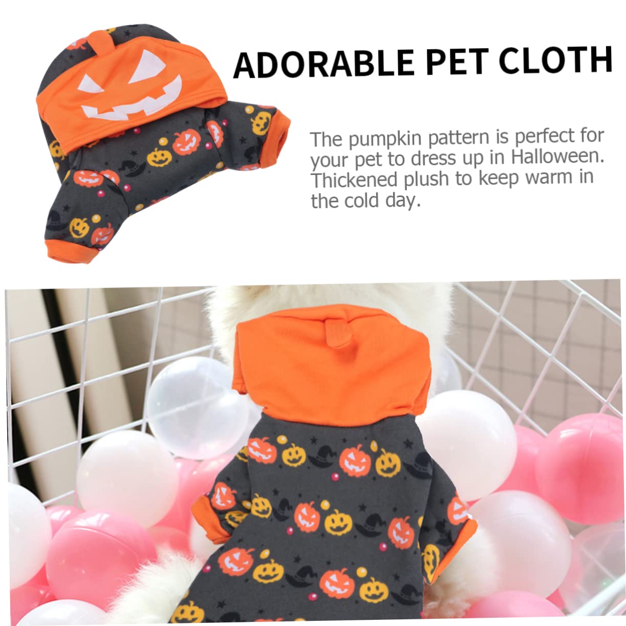 HMJGDHX 2 Pezzi Cappotto per Abbigliamento per Costumi per Animali Domestici per Halloween Cosplay Vestiti di Zucca per Cani Orecchie per Cani per Giacca per Cuccioli