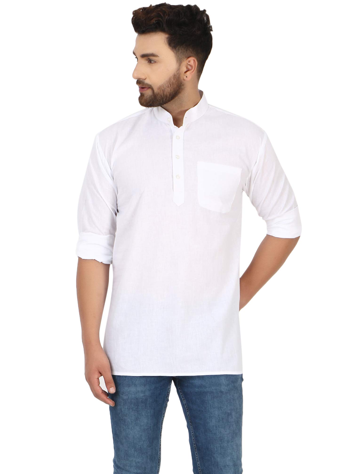 Sponsored Ad – Men's Cotton Kurta Shirt with Mandarin Collar Classic Long Sleeve Ethnic Wear