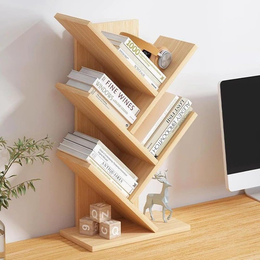 Amazon.co.jp: Fiegcit ブックスタンドデスク 本棚 4階建て間仕切り