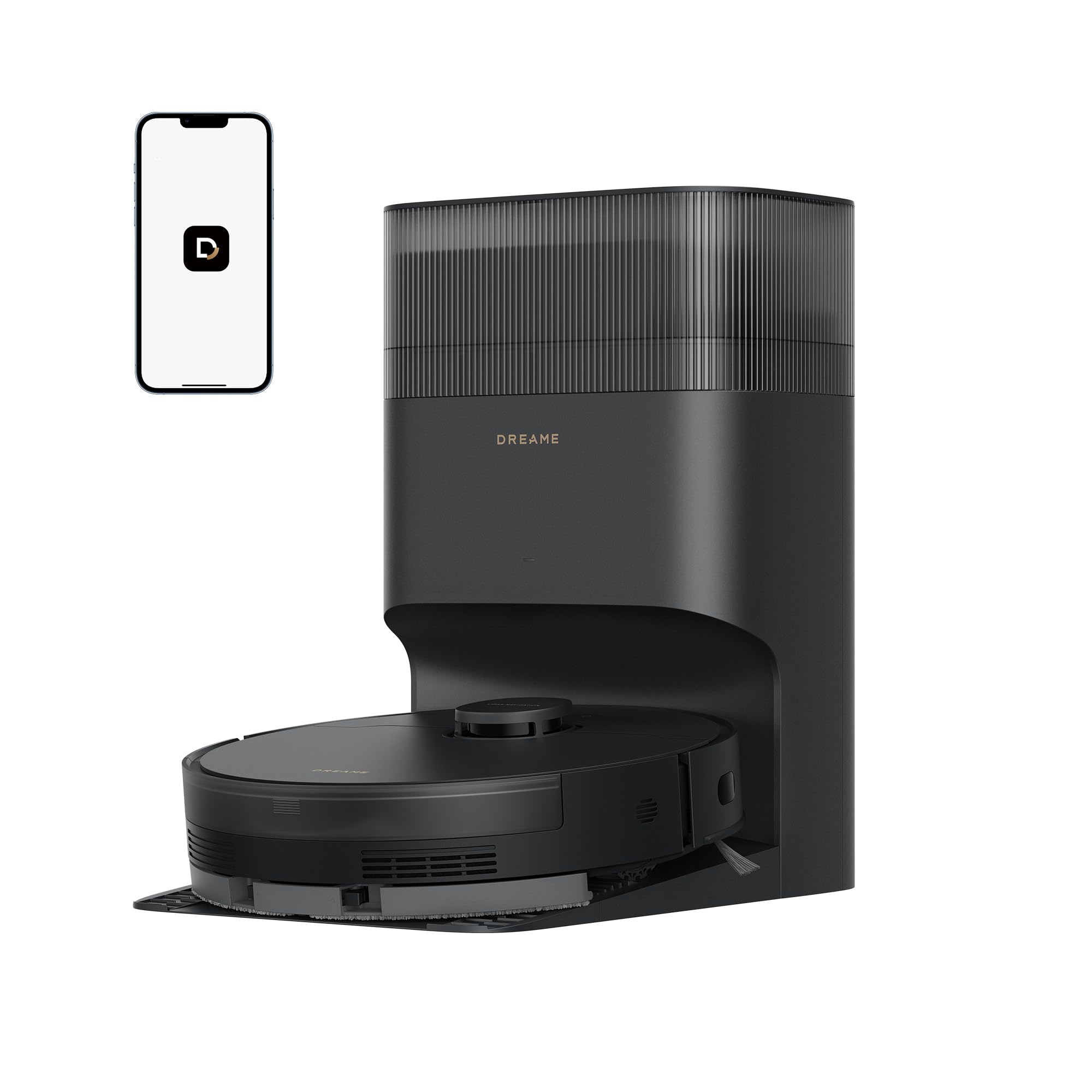 DREAME D20 Plus Robot Vacuum, 13,000Pa Suction, DuoBrush for Zero Tangled Hair, 5L Dust Bag for 150 Days, LDS Navigation, 2-in-1 Vacuum & Mop, 5,200mAh Battery, 2 Years Warranty, Black D20 Plus Black