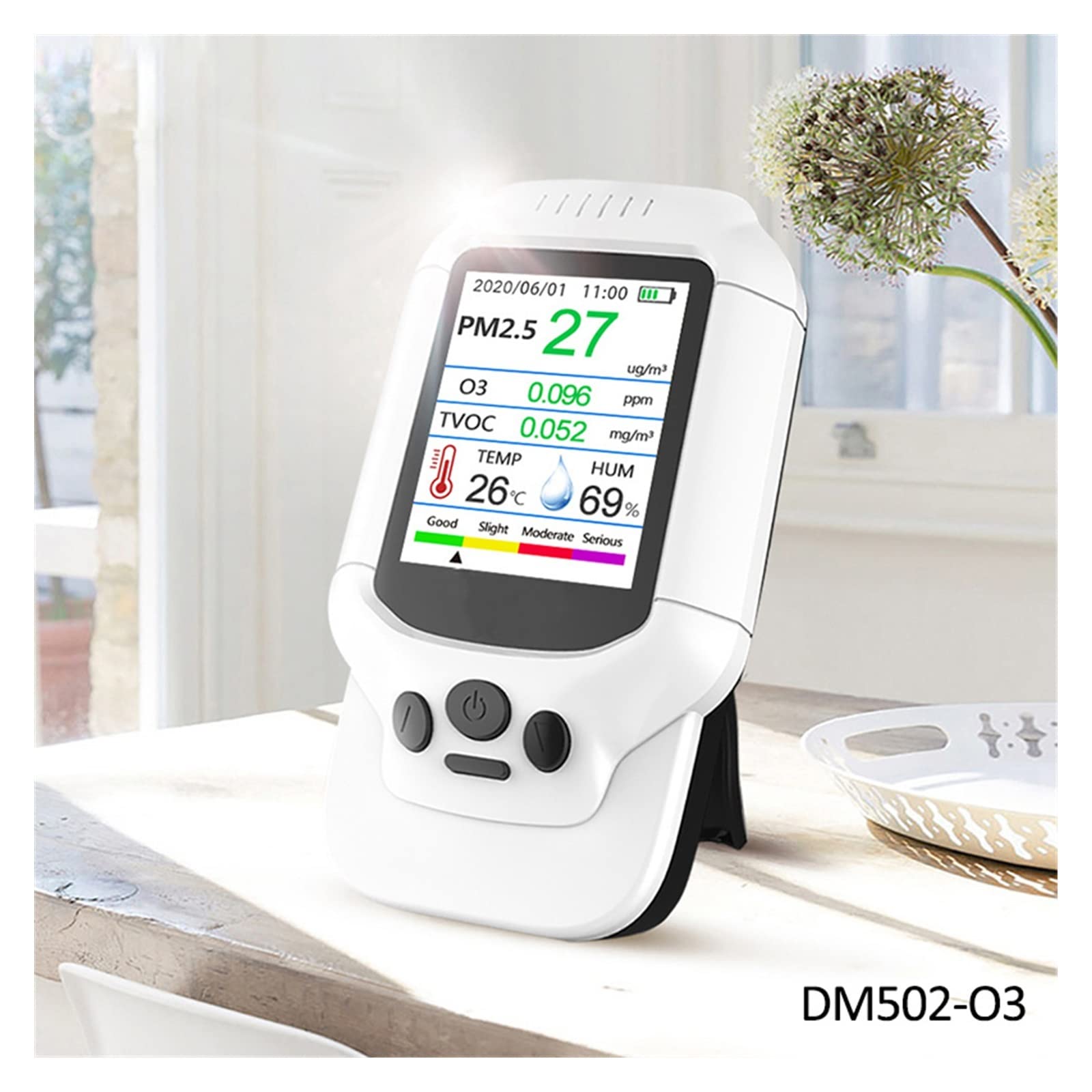 Detectores de gas precisos Monitor de temperatura y humedad PM2.5/HCHO/TVOC, probador de análisis de calidad del aire, Detector de Gas de ozono y formaldehído, analizador de medición Medidor de calida