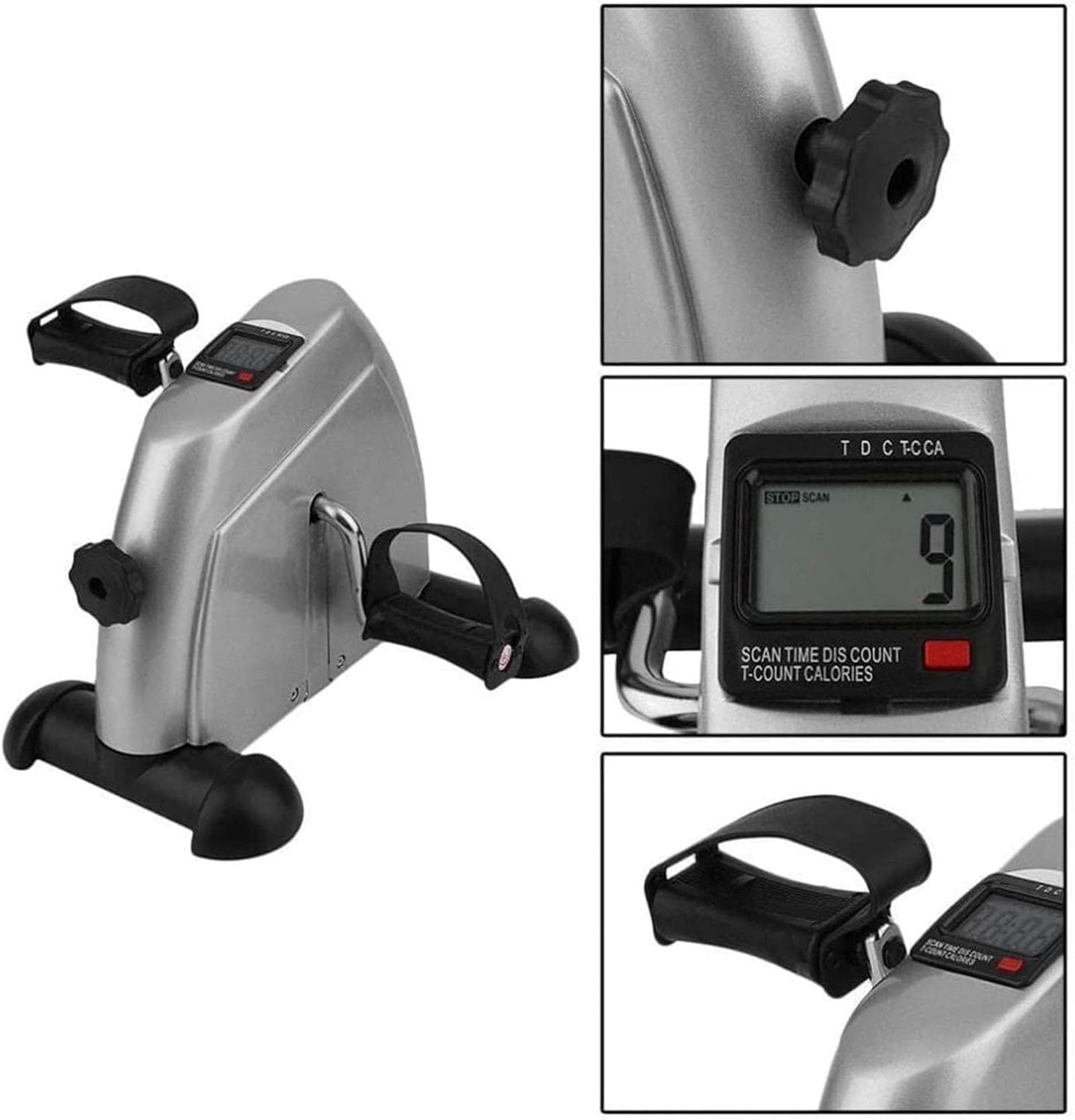 Mini rower treningowy z pedałami, siedzący, podbiurkowy z wyświetlaczem LCD do ćwiczeń nóg i ramion, sprzęt rehabilitacyjny dla osób niepełnosprawnych i seniorów