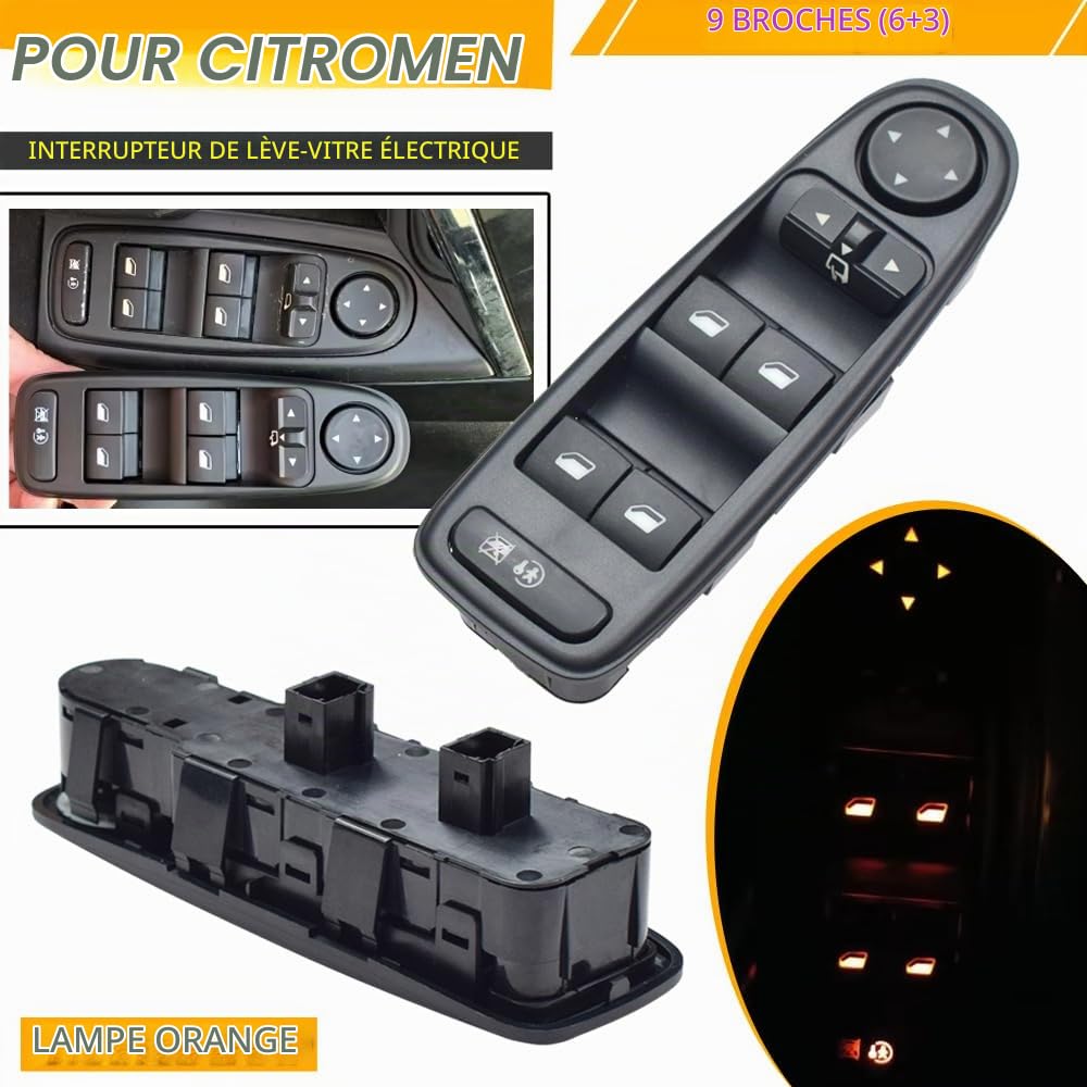6554.YH Interrupteur principal de lève-vitre électrique avant gauche pour Citroen C4 Grand Picasso 2007-2014 (Avant gauche)