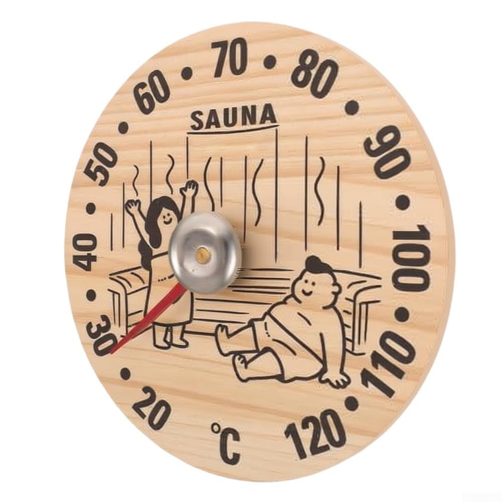 Higrómetro Termómetro Sauna Analógico de para madera Sin Pilas Medidor Temperatura Humedad Pared 12x12cm Calor Hogar