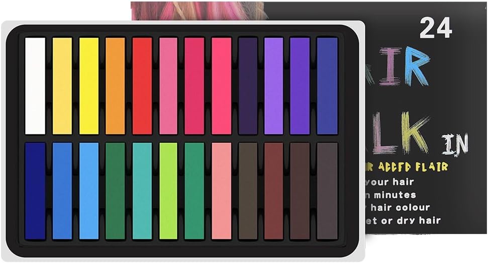 Hair Chalk Set-Safe Non-Toxic Temporary Washable Hair Dye Colors Salon Art Gift for Kids, Teenagers, and Adults for Birthday Party, Easter Party& Cosplay, 24 Colors by