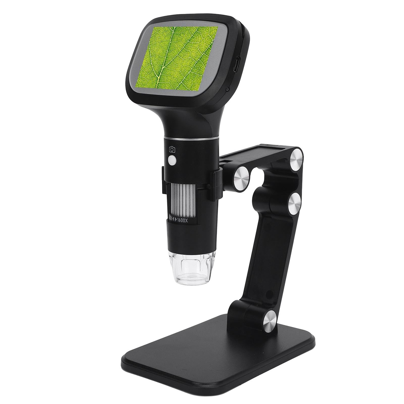 Microscopio Digital Portátil de Mano con Pantalla IPS, Aumento 1600X, Cámara HD para Fotos y Vídeos, Batería Recargable, Microscopio USB para Reparaciones, Educación y Coleccionismo