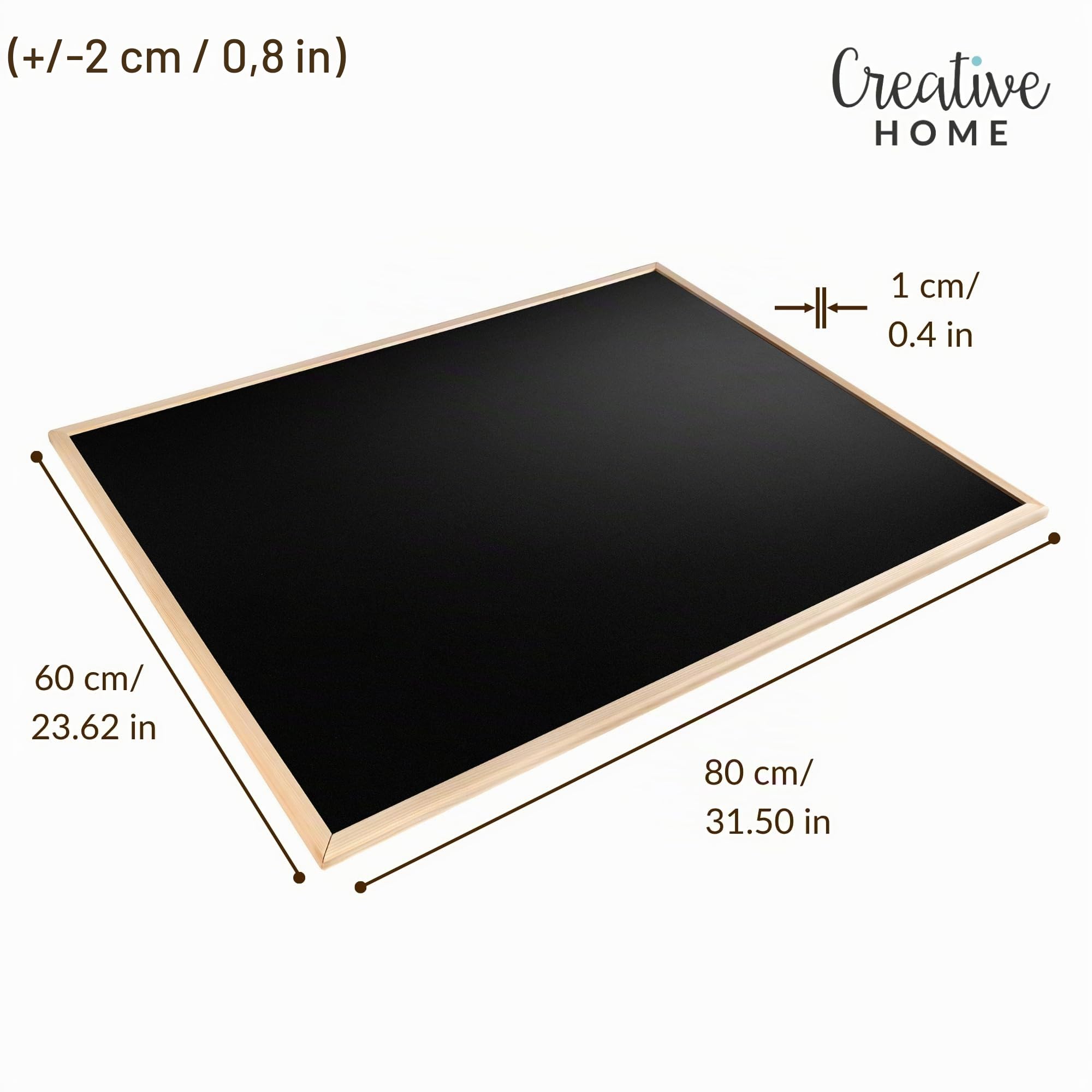 Creative Home 80 x 60cm (+-2cm) Pizarra Magnética de Tiza Negra Combo 2 en | 1 | Marco de Madera de Pino Natural | para Hogar, Oficina, Escuela | Fabricada en la UE | 2 Ganchos de Montaje Incluidos
