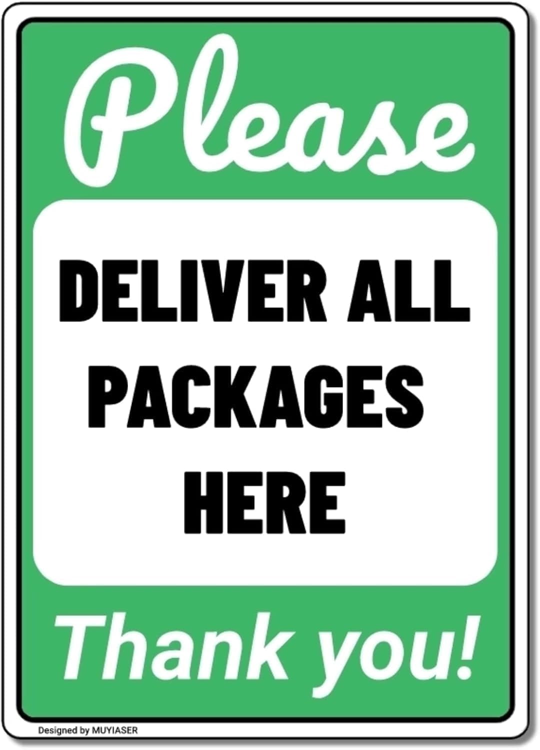 (2-Pack) Metal Tin Sign Please Deliver All Packages Here Sign (Green) Indoor Delivery Sign 8x12 Inch