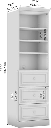 Miniatura 3 de Bestar Organizador versátil de armario con cajones, armario pequeño gris platino de 25 pulgadas con almacenamiento y estantes para dormitorio, baño,