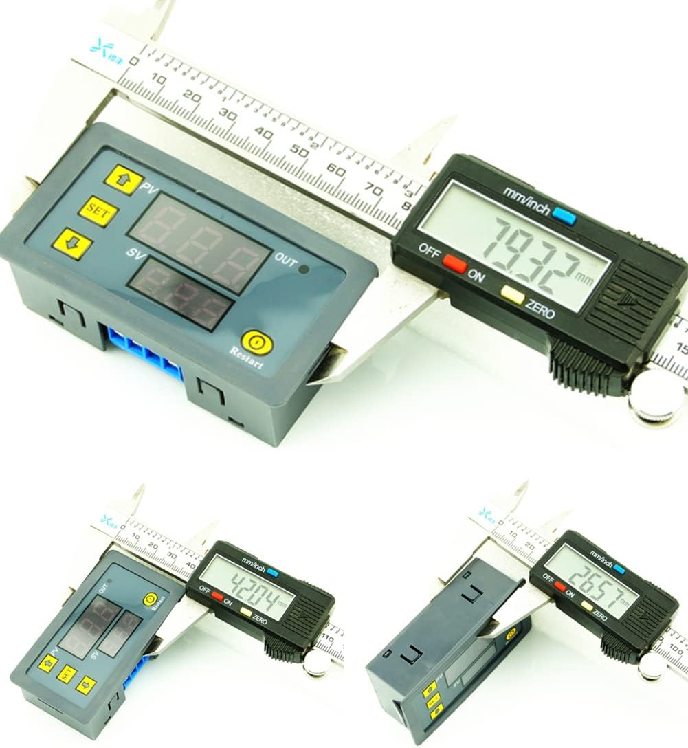 2Pcs Timer Delay Relay Programmable Cycle Timer Switch ON-Off Control LED Digital Display Time Relay Module (DC12V/20A) Gray