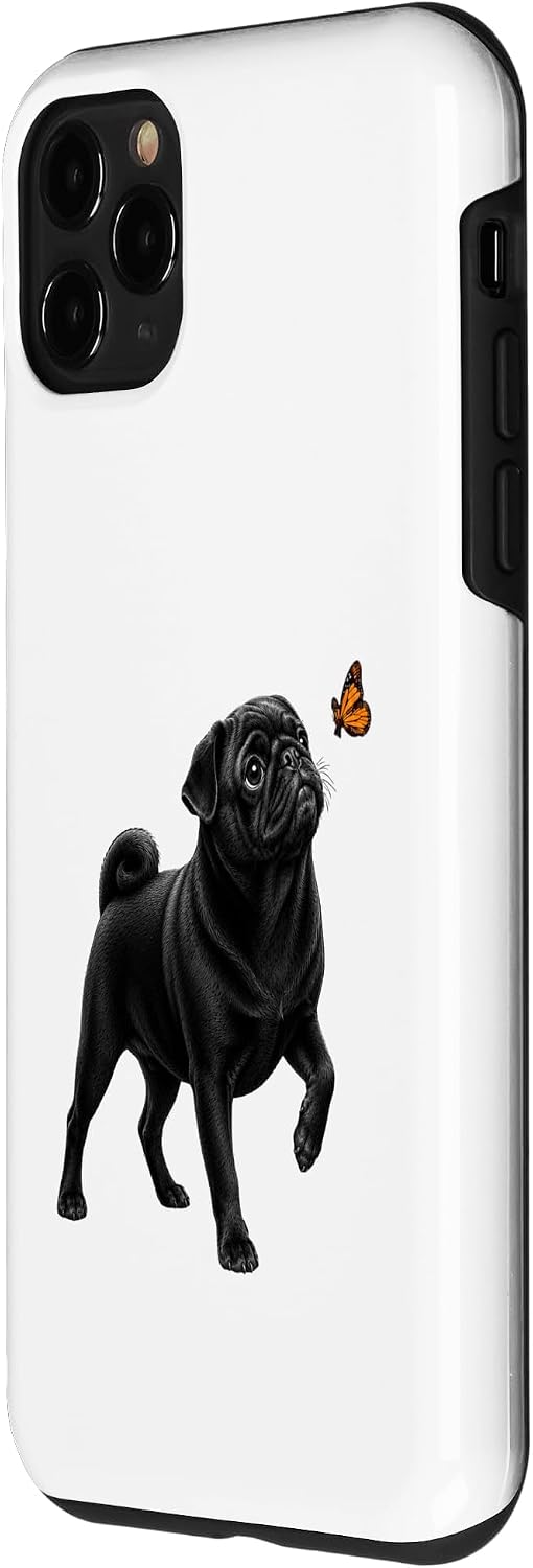 Black Pug Butterfly Nature Dog Lover Case for iPhone 11 Pro image 2
