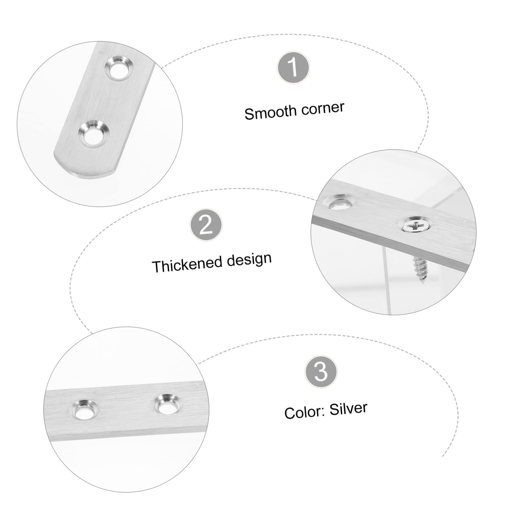 CIYODO DIY Pack Stainless Steel Flat Brackets Strong Metal Fixing for Furniture Joining