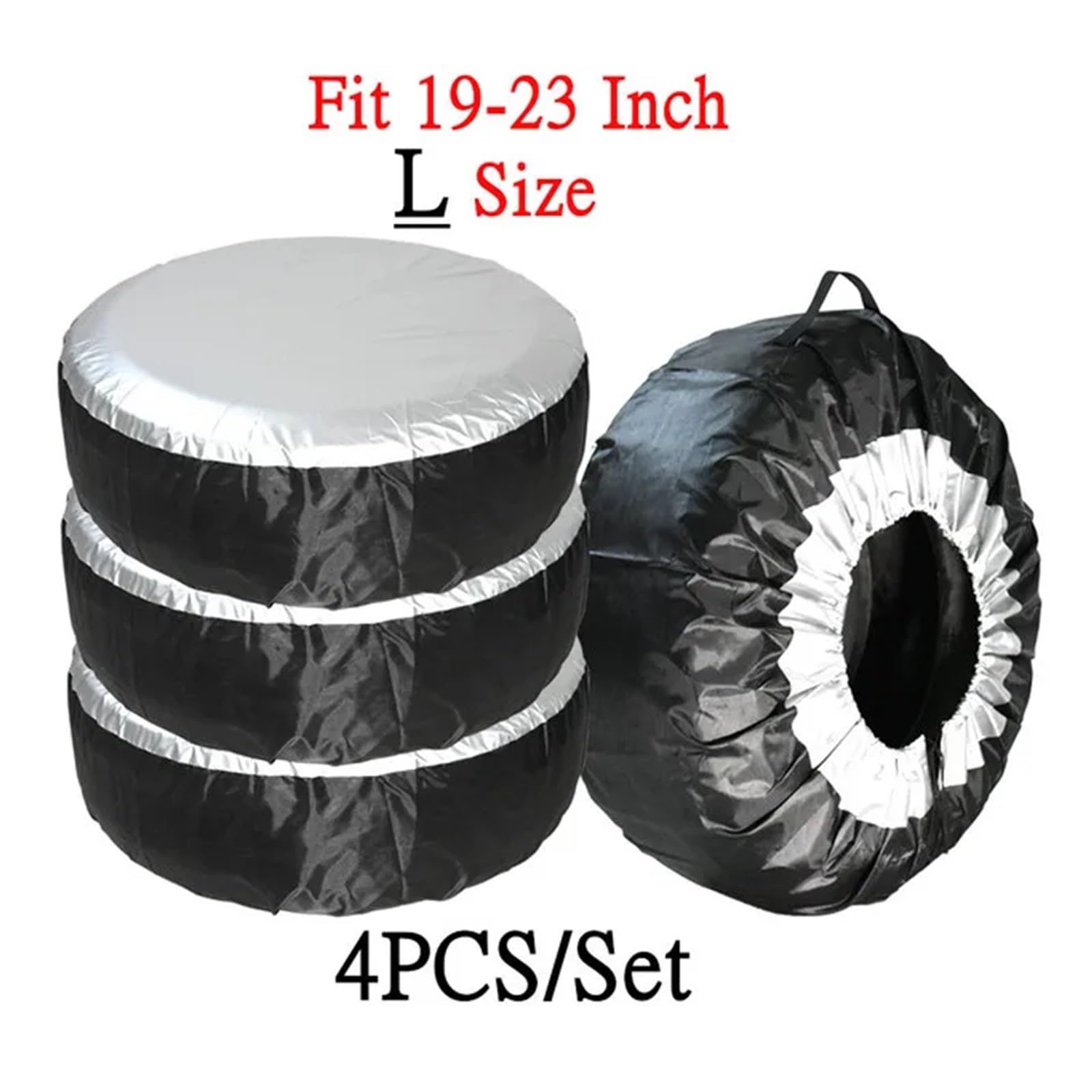 Auto-Ersatzreifenabdeckungen, 4 Stück, 33–48,3 cm, 48,3–58,4 cm, Reifenabdeckung, Auto-Ersatzreifenabdeckung, Aufbewahrungstaschen, Tragetasche, Polyester-Reifenkappen, Reifenabdeckungen (4 Stück 48,3